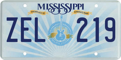 MS license plate ZEL219