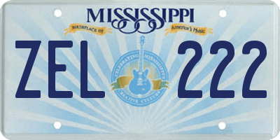 MS license plate ZEL222