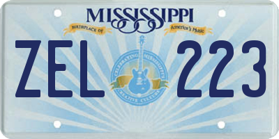 MS license plate ZEL223