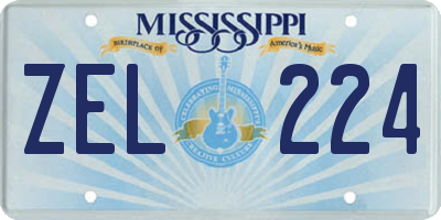 MS license plate ZEL224