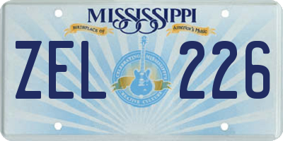 MS license plate ZEL226
