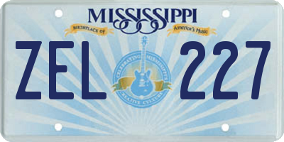 MS license plate ZEL227