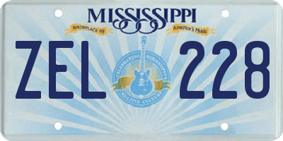MS license plate ZEL228