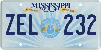 MS license plate ZEL232