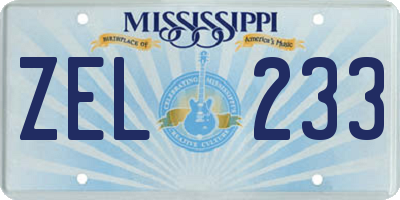 MS license plate ZEL233