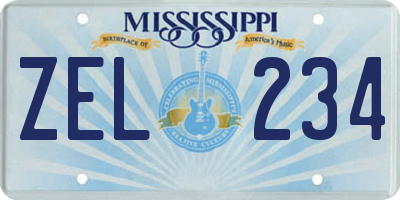 MS license plate ZEL234