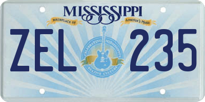 MS license plate ZEL235