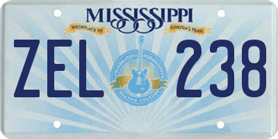 MS license plate ZEL238
