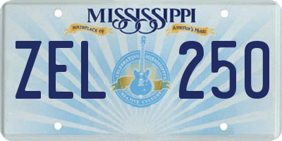 MS license plate ZEL250