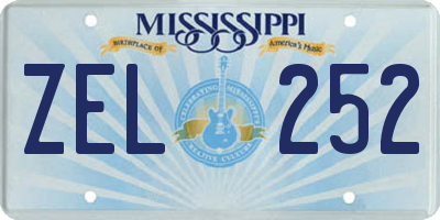 MS license plate ZEL252