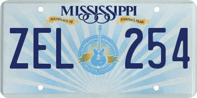 MS license plate ZEL254