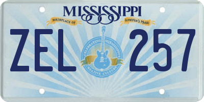 MS license plate ZEL257