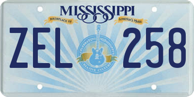 MS license plate ZEL258