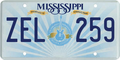 MS license plate ZEL259