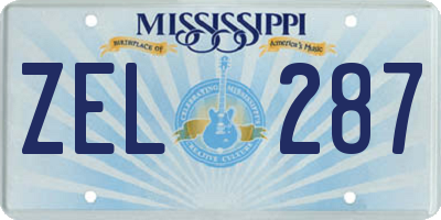 MS license plate ZEL287