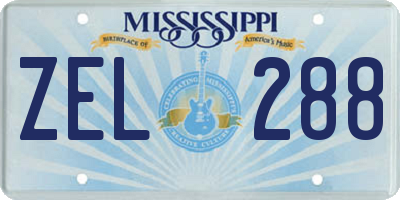 MS license plate ZEL288