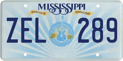 MS license plate ZEL289