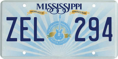 MS license plate ZEL294