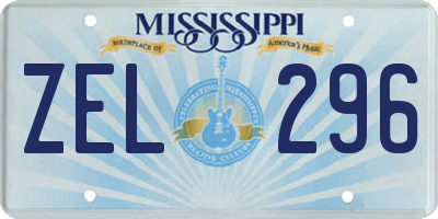 MS license plate ZEL296