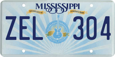 MS license plate ZEL304