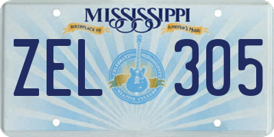 MS license plate ZEL305