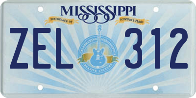 MS license plate ZEL312