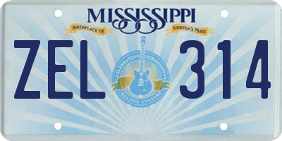 MS license plate ZEL314