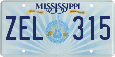 MS license plate ZEL315