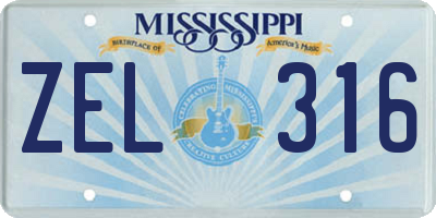 MS license plate ZEL316