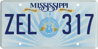 MS license plate ZEL317