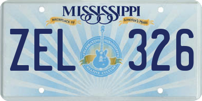 MS license plate ZEL326