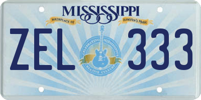 MS license plate ZEL333