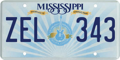 MS license plate ZEL343
