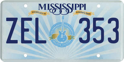 MS license plate ZEL353