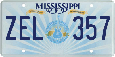 MS license plate ZEL357