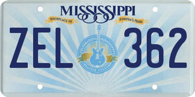 MS license plate ZEL362