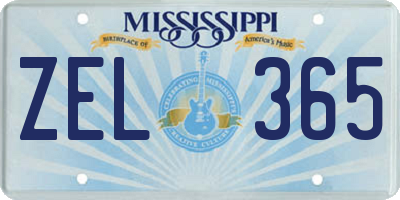 MS license plate ZEL365