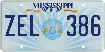 MS license plate ZEL386