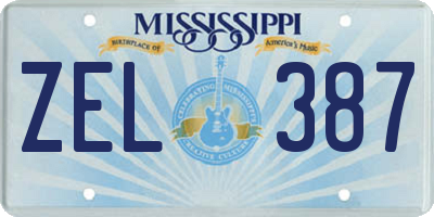 MS license plate ZEL387
