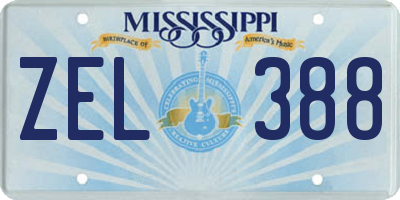 MS license plate ZEL388