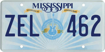 MS license plate ZEL462