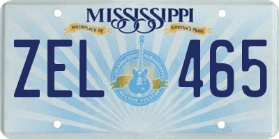 MS license plate ZEL465