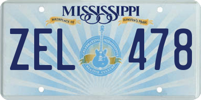 MS license plate ZEL478