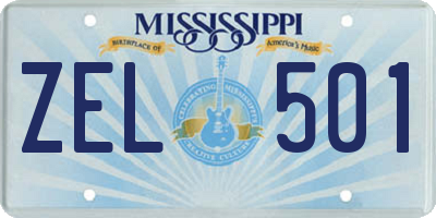 MS license plate ZEL501