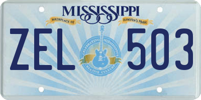 MS license plate ZEL503