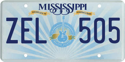 MS license plate ZEL505
