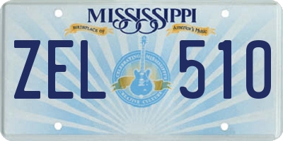 MS license plate ZEL510