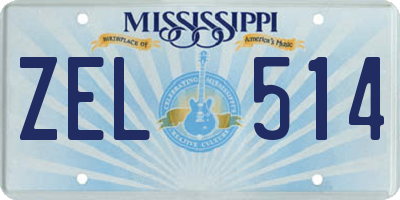 MS license plate ZEL514
