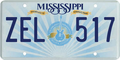 MS license plate ZEL517