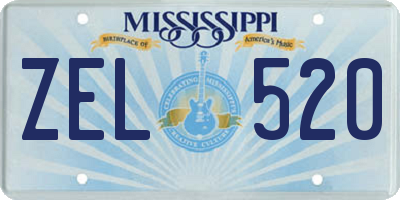MS license plate ZEL520